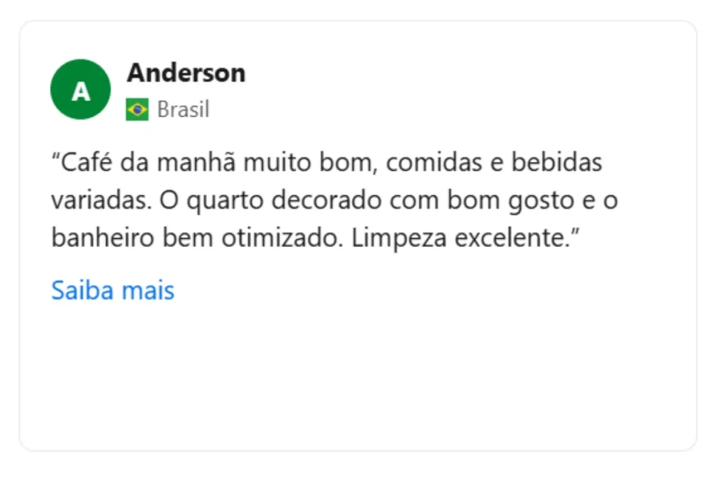 comentário café da manhã Bossa Jurerê com avaliação positiva
